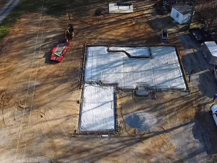 I.V Concrete Services commercial job, aerial view